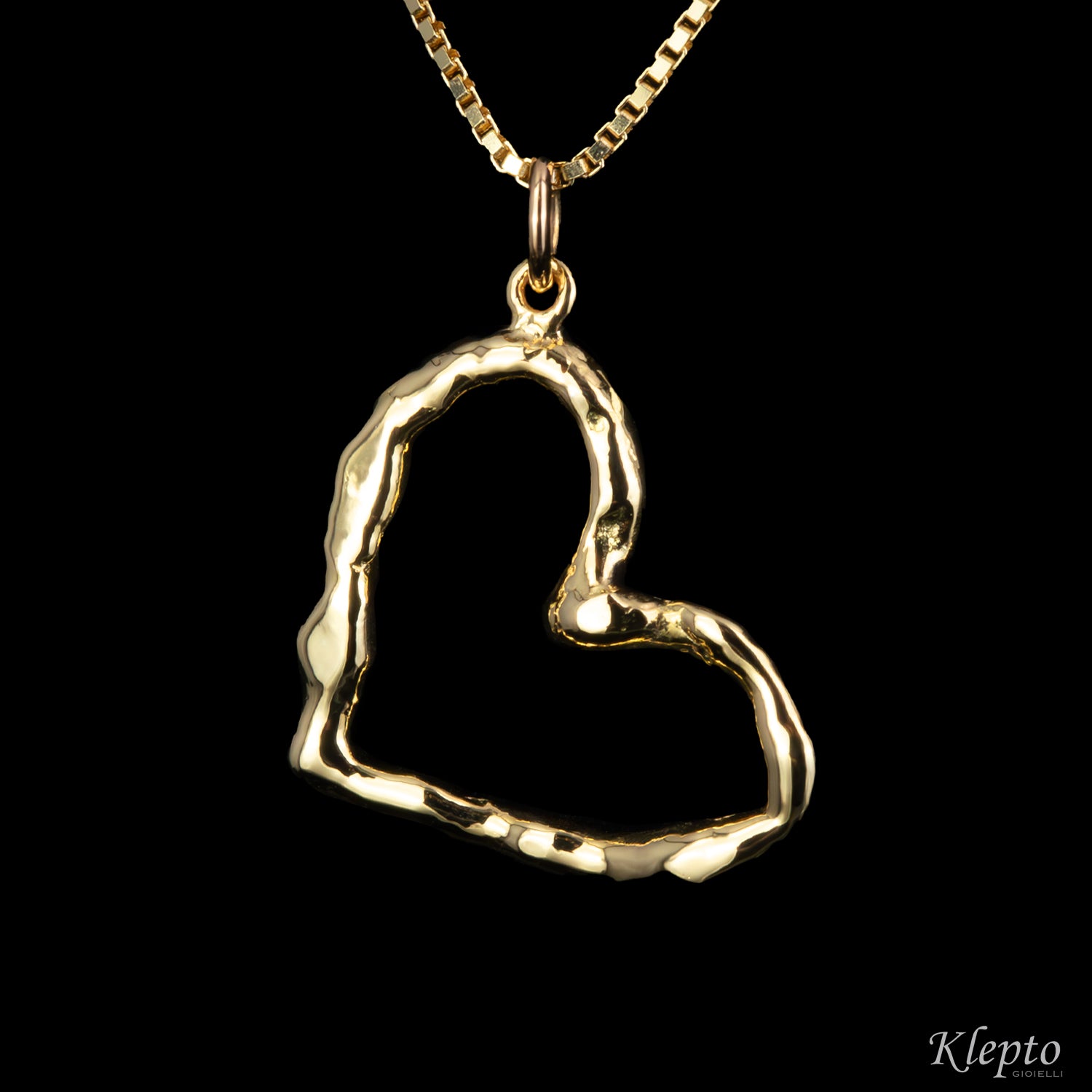 Pendente in oro Cuore fuso a fiamma