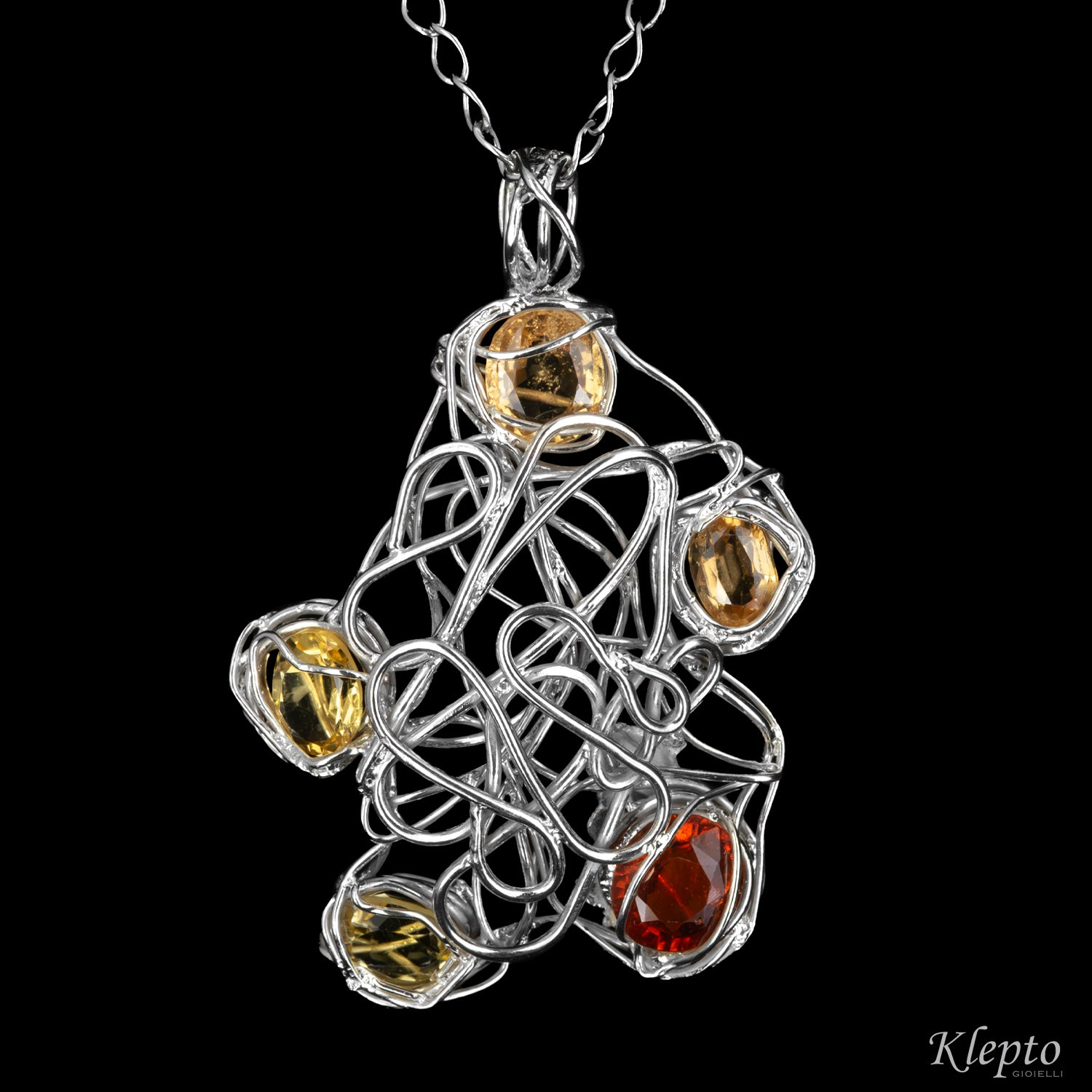 Pendente in Argento Silnova® con Citrini e Granato