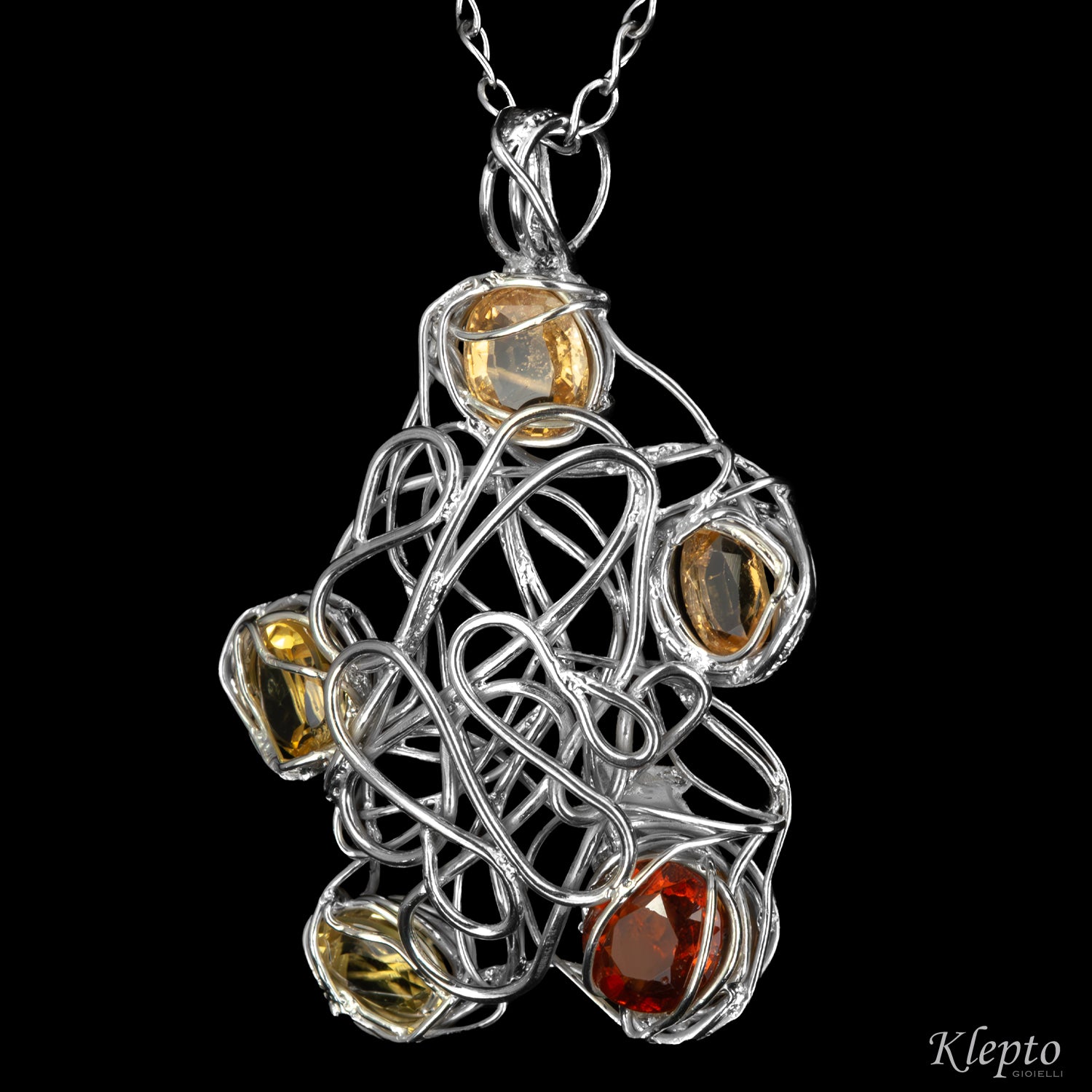 Pendente in Argento Silnova® con Citrini e Granato