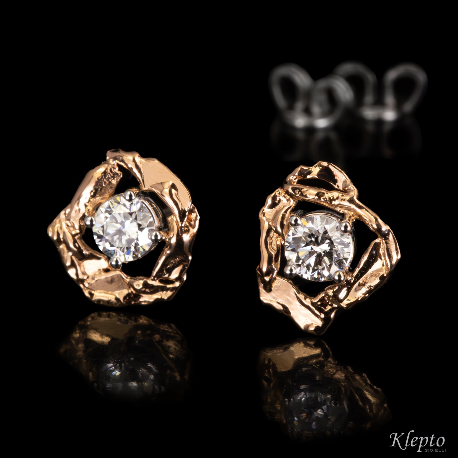 Orecchini in oro bianco e rosa Pepita con Diamanti