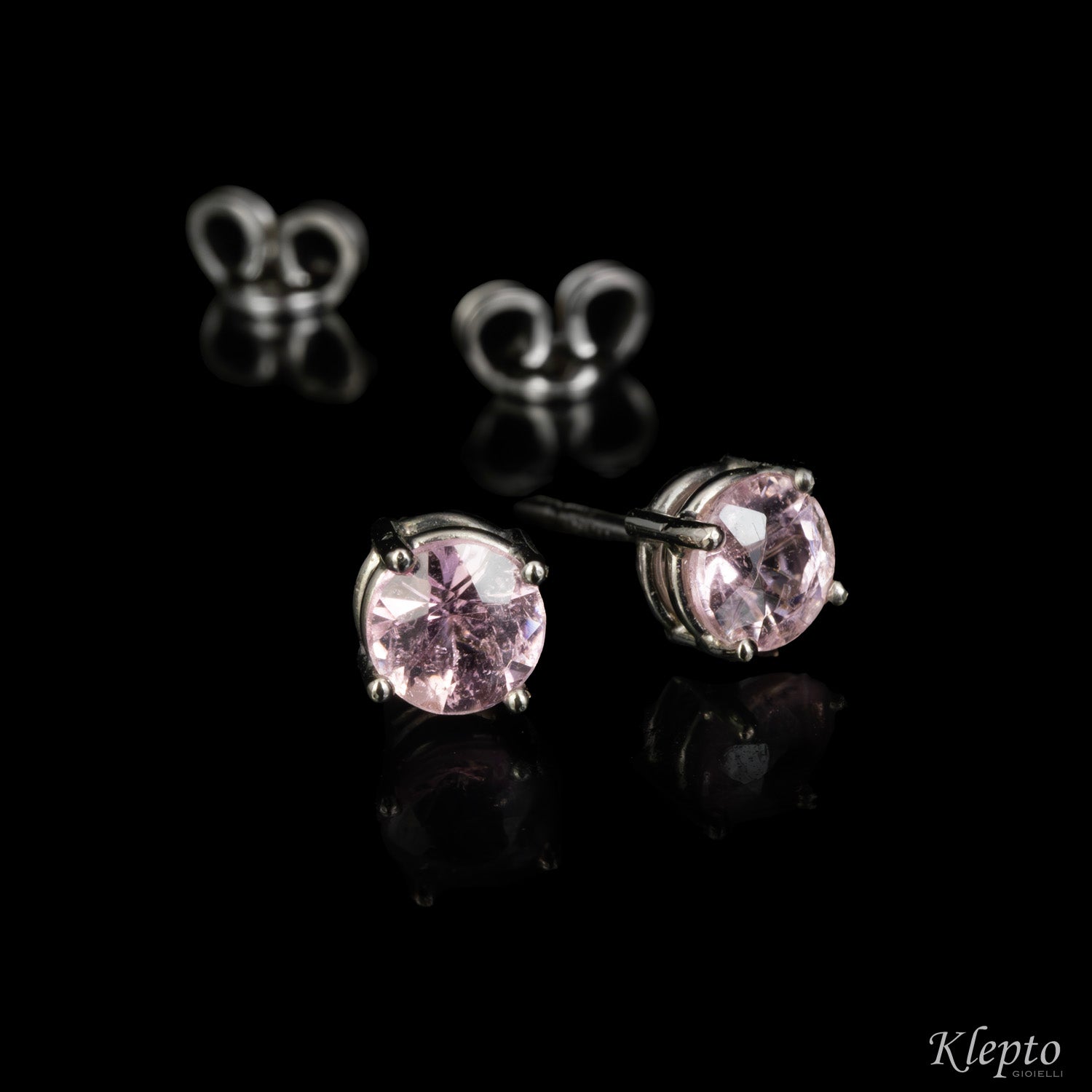 Orecchini in oro bianco con Tormaline rosa
