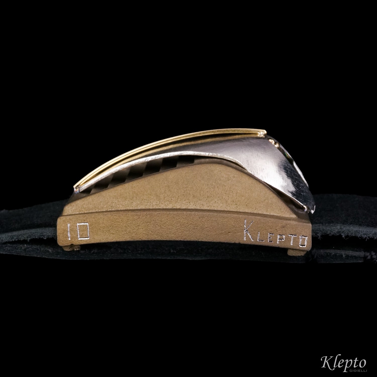 Bracciale in Titanio "Ciclope" con Diamante, dettagli in oro giallo e Argento Silnova®